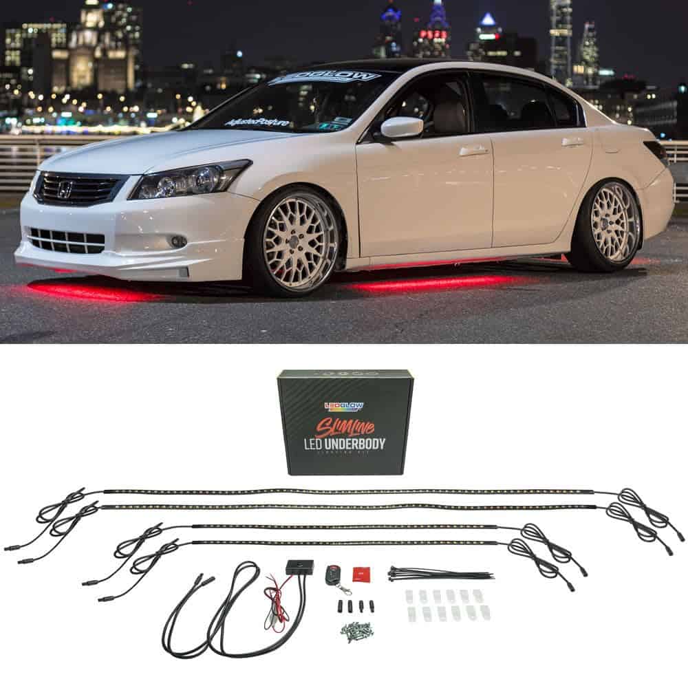 Kit de Iluminación Led LedGlow Rojo para Carros - 4 Piezas