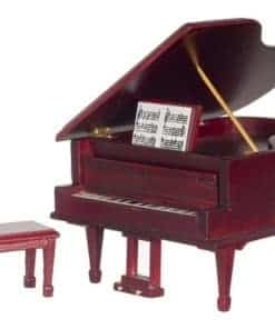 Piano de caoba a escala 1:12 con banqueta #D4120