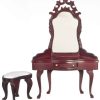Mesa de Tocador de Caoba a Escala 1:12 con Set de Banqueta