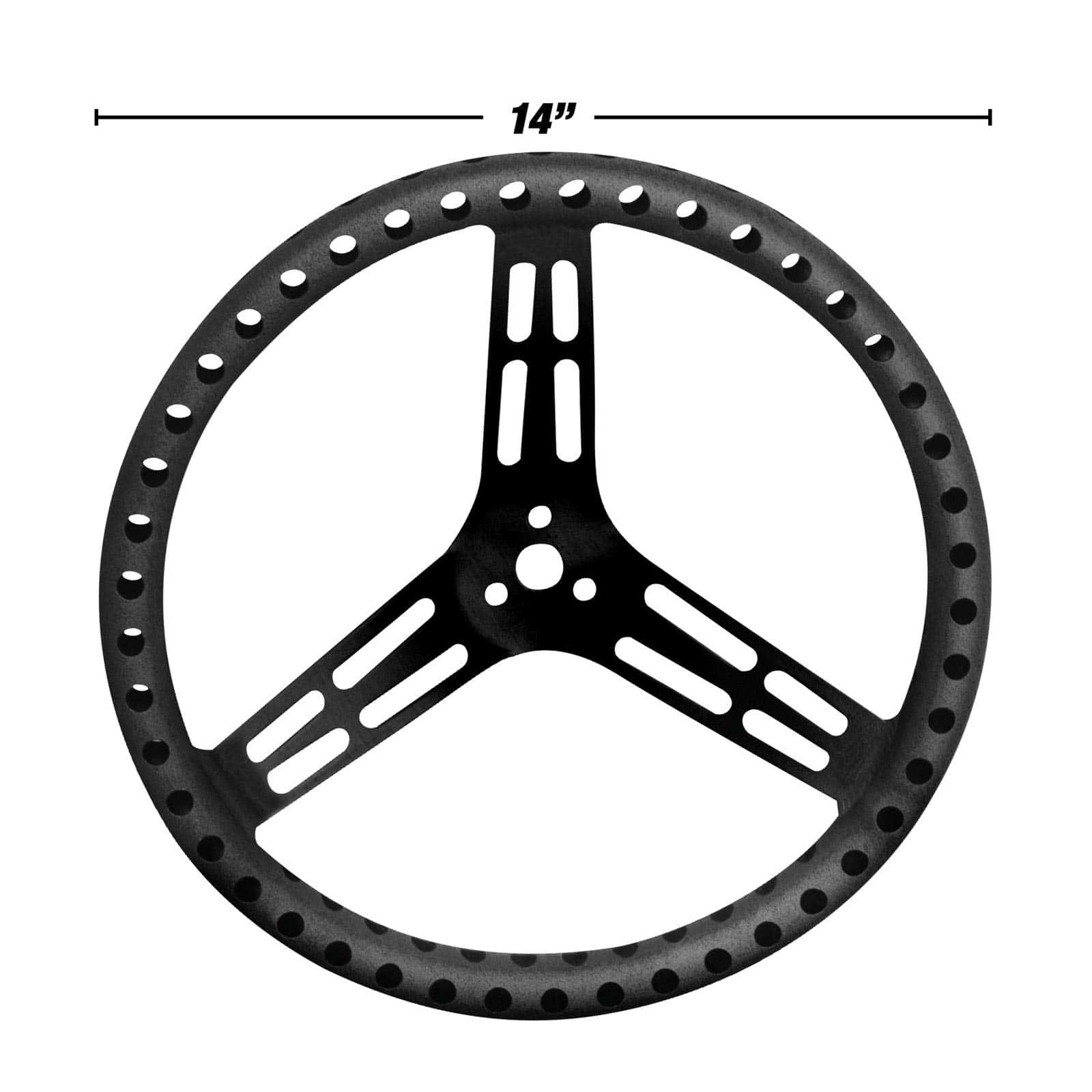 Volante de Aluminio Negro Perforado Longacre 52-56833 14", - Imagen 6