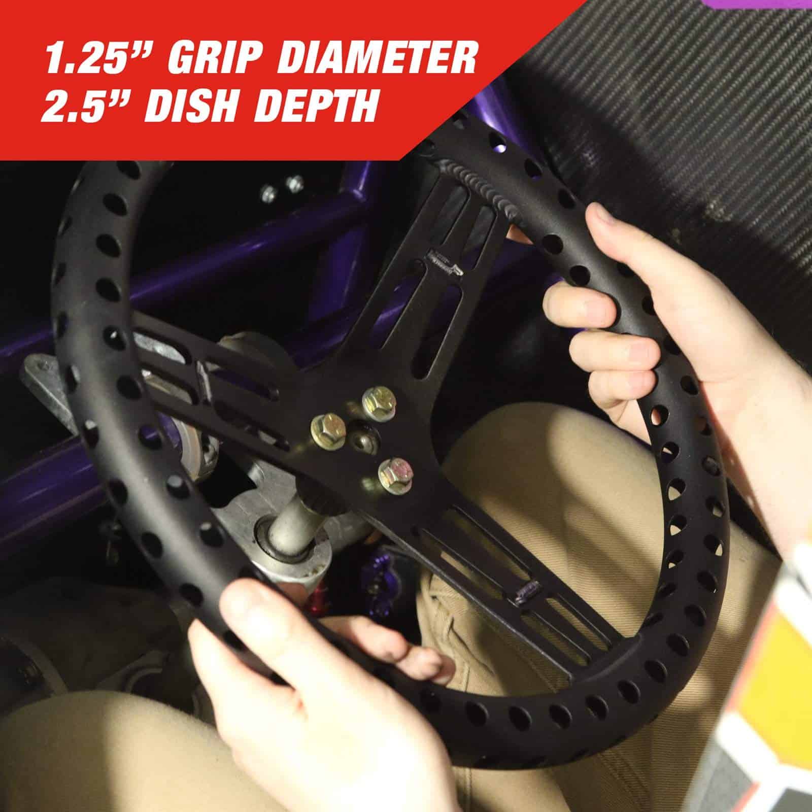 Volante de Aluminio Negro Perforado Longacre 52-56833 14", - Imagen 4