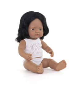 Muñeca Miniland 15'' Niña Hispana (Caja) - Hecha en España,