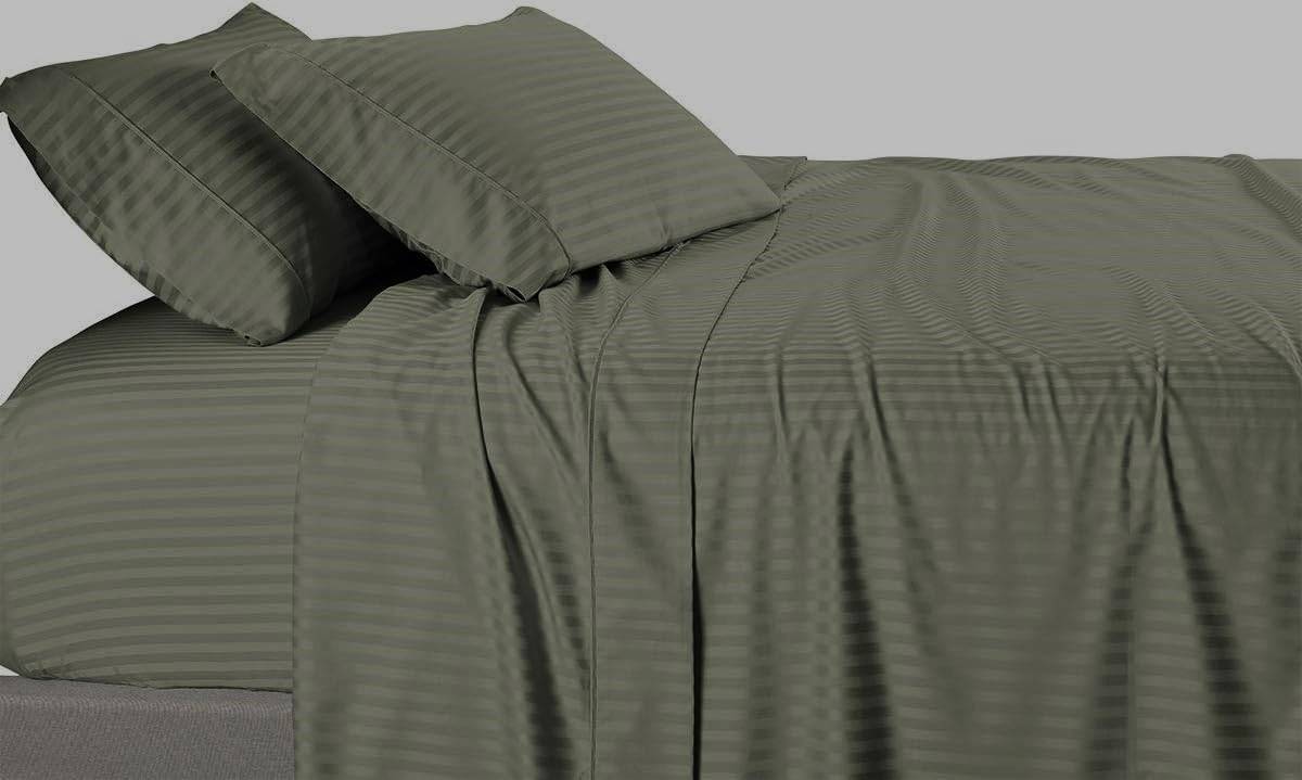 Juego de sábanas Damask Stripes de 650 -Salvia - Imagen 5