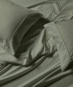 Juego de sábanas Damask Stripes de 650 -Salvia