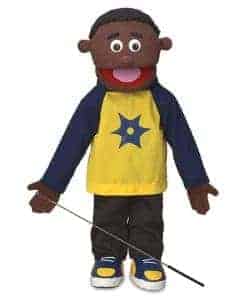 Marioneta estilo ventrílocuo 25" Jordan, Niño Negro, Cuerpo