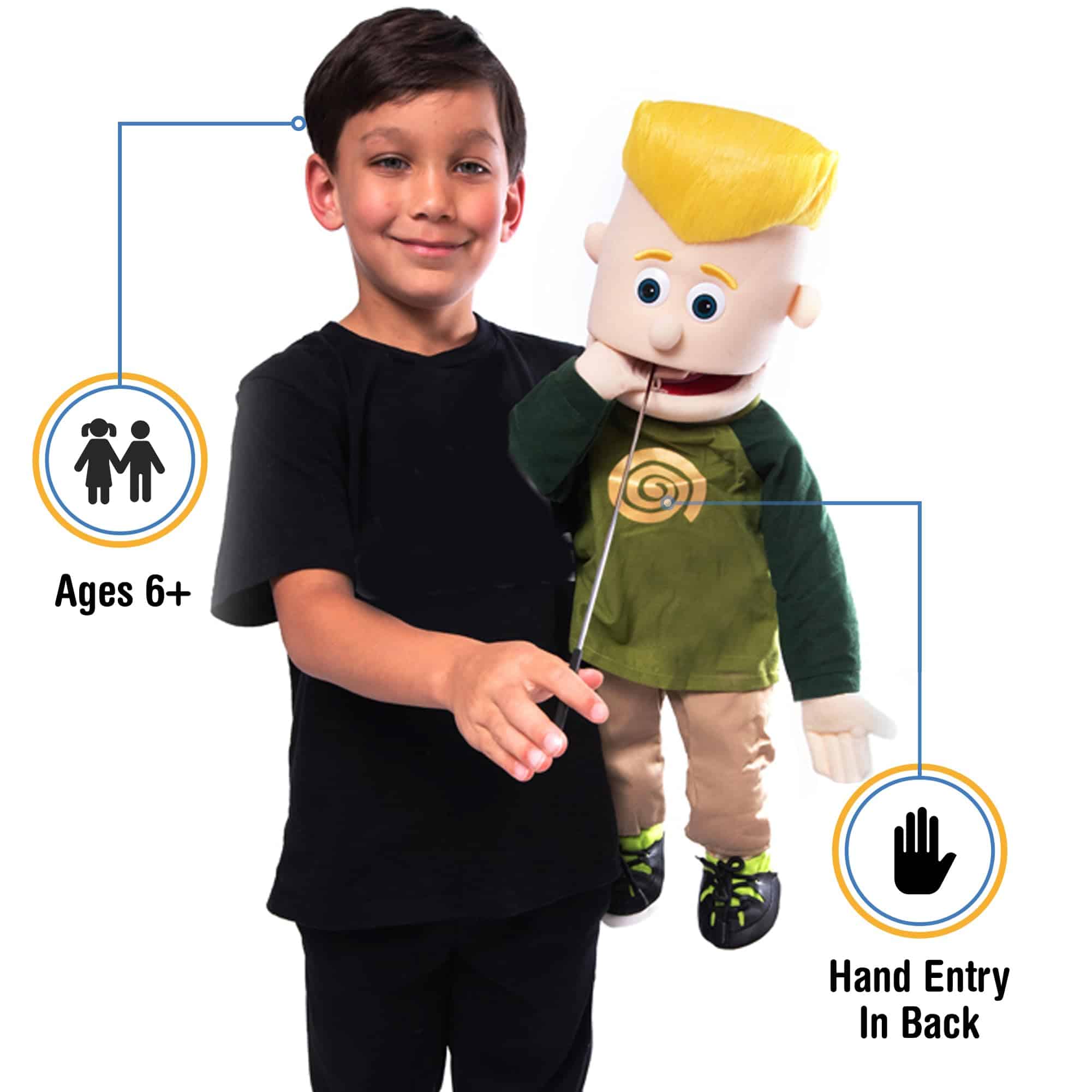 Títere de ventrílocuo Eddie de 25", Niño Melocotón, Cuerpo - Imagen 3