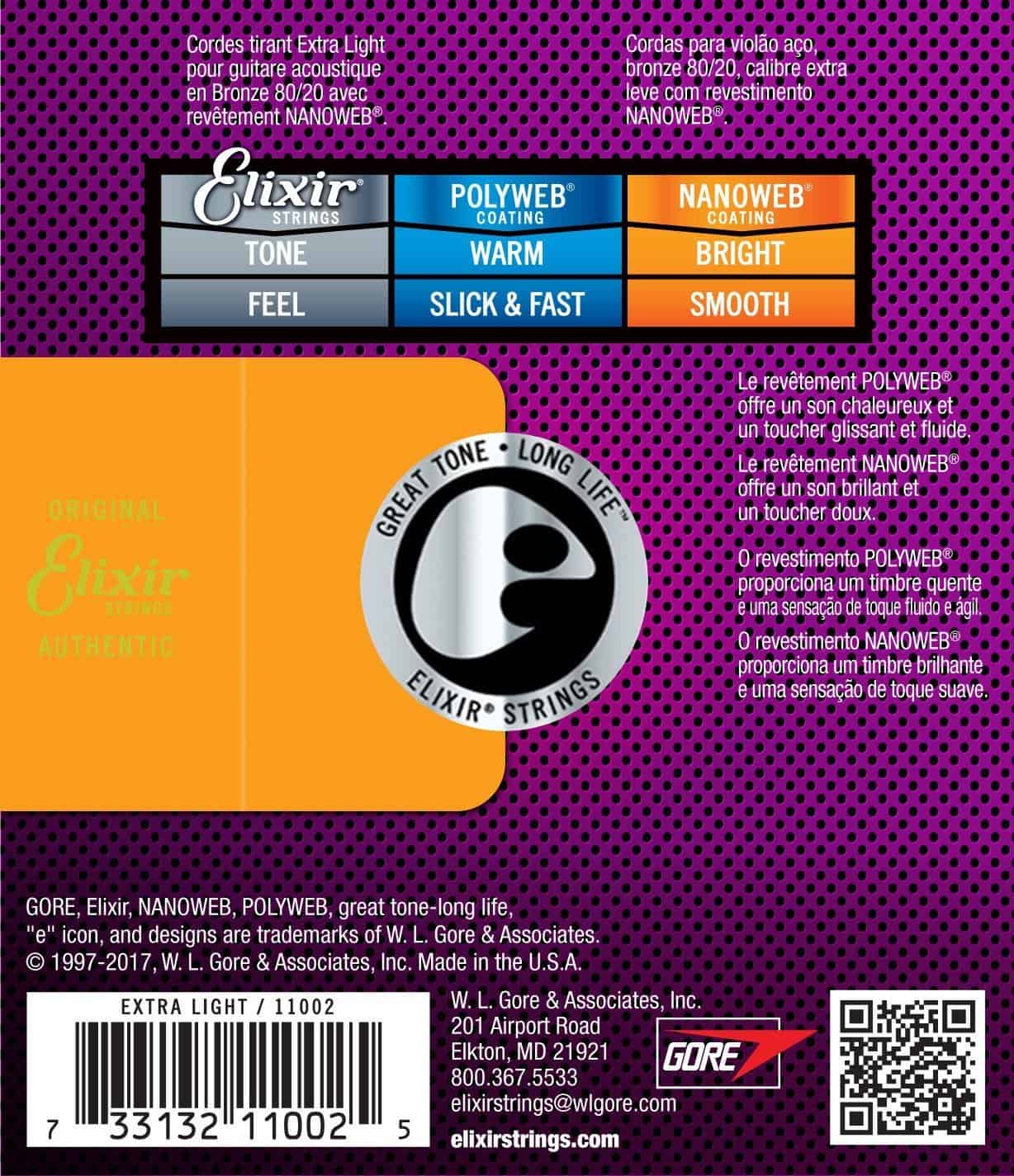 Cuerdas de Guitarra Acústica Elixir Nanoweb Extra Light - Imagen 3