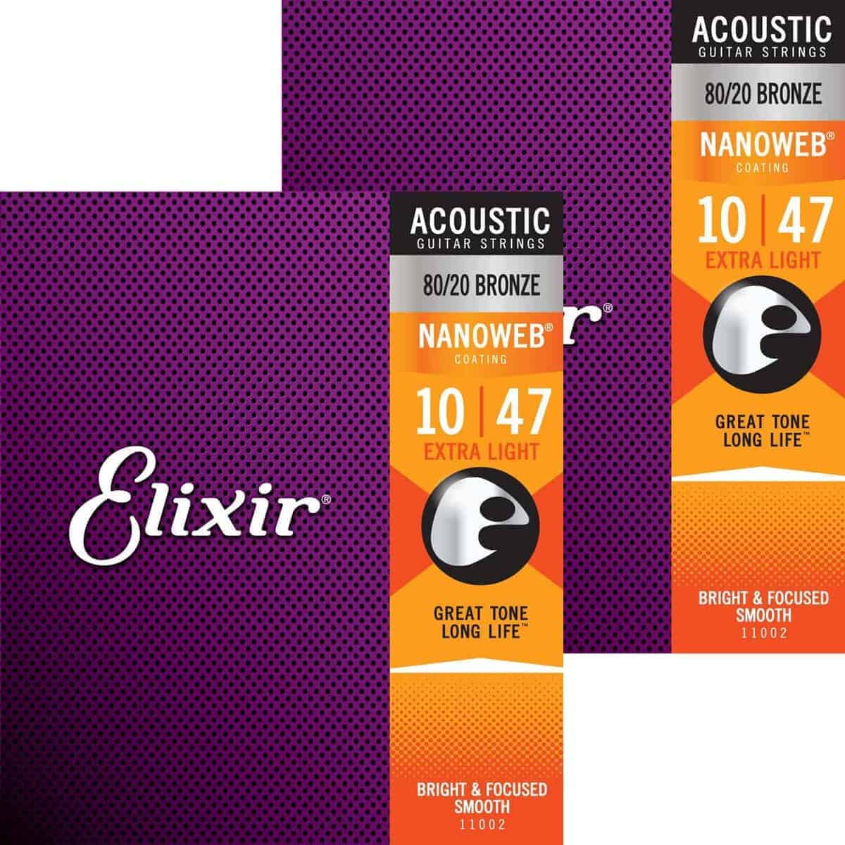 Cuerdas de Guitarra Acústica Elixir Nanoweb Extra Light
