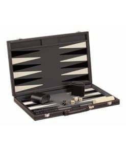 Juego de Backgammon 18" Negro y Blanco CHH con Fichas de