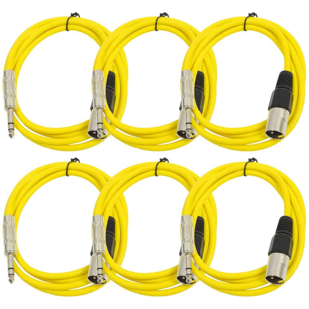 Conjunto de 6 Cables de Conexión XLR Macho a 1/4" TRS -