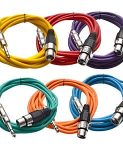 Paquete de 6 cables de colores surtidos de 10 pies XLR