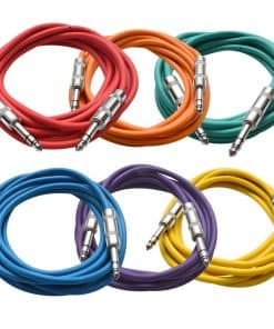 Paquete de 6 Cables de Parche de 10' Multicolor 1/4" TRS a