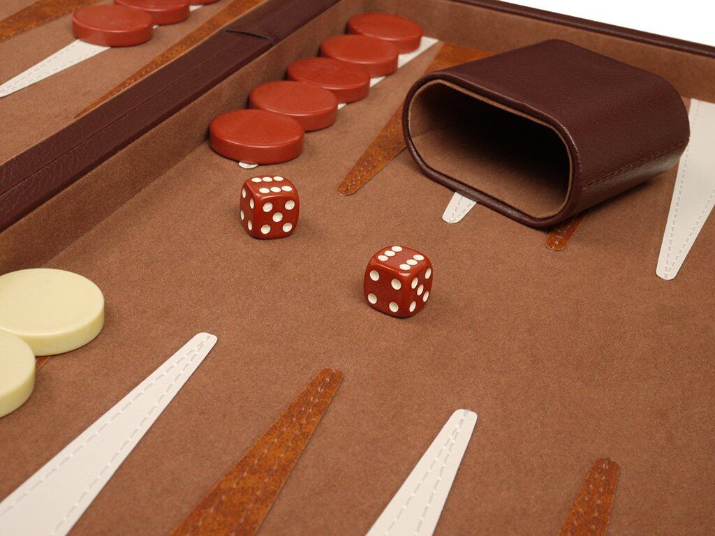 Juego de Backgammon Deluxe de 18" - Estuche marrón mediano - Imagen 5
