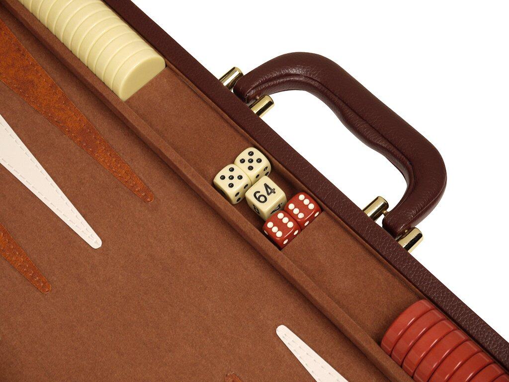 Juego de Backgammon Deluxe de 18" - Estuche marrón mediano - Imagen 4