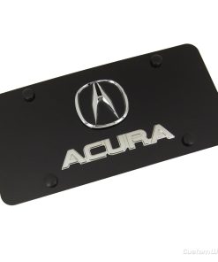 Placa de Matrícula Negra con Logo Cromado de Acura + Nombre