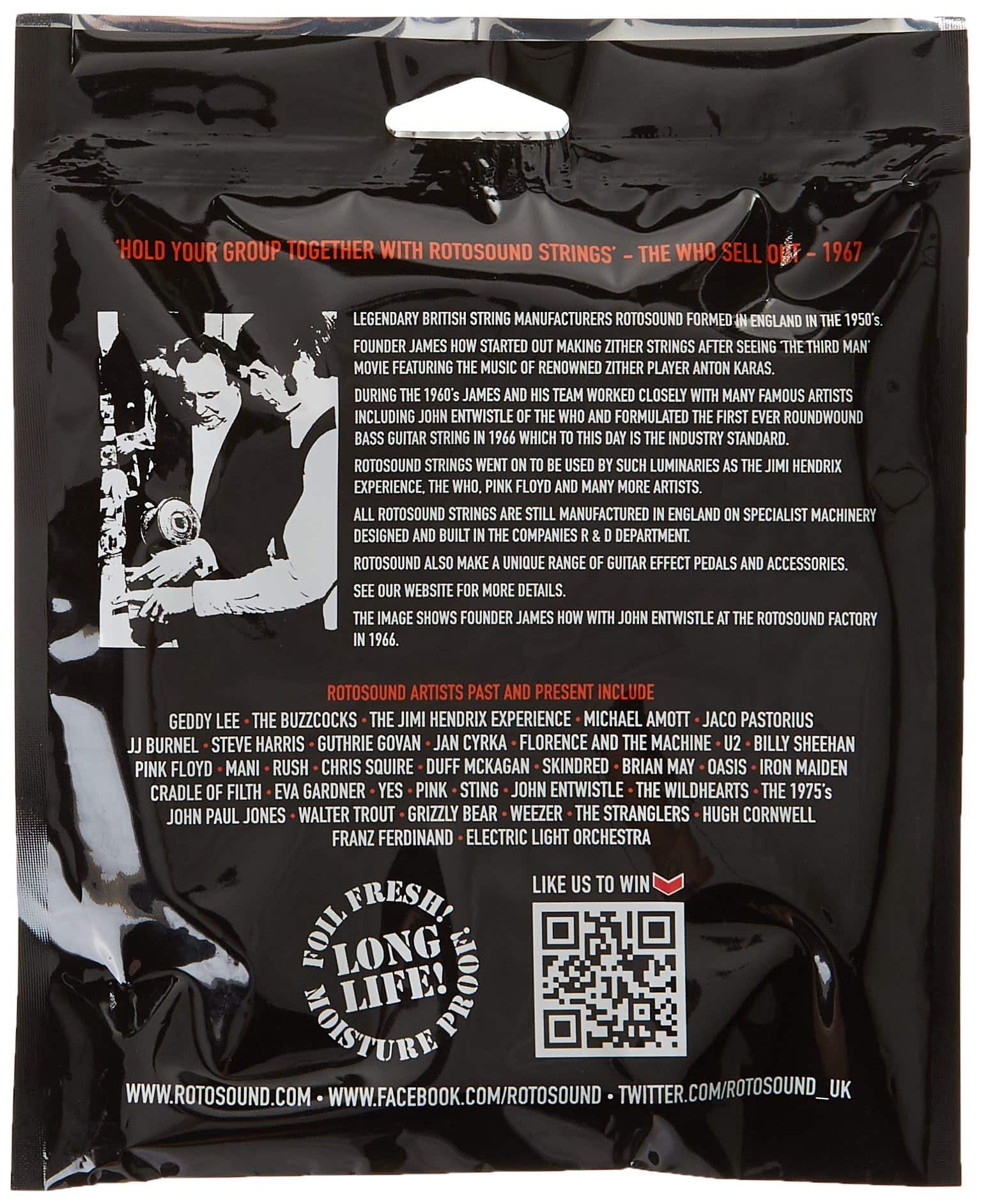 Cuerdas de bajo Rotosound RS77EL Monel Flatwound Extra Long - Imagen 3