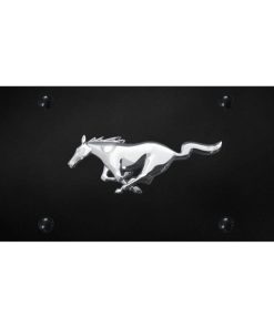 Placa de Mustang Horse Cromado sobre Negro