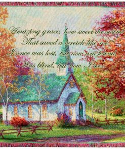 Manta de tapicería Amazing Grace con cita, Capilla en el