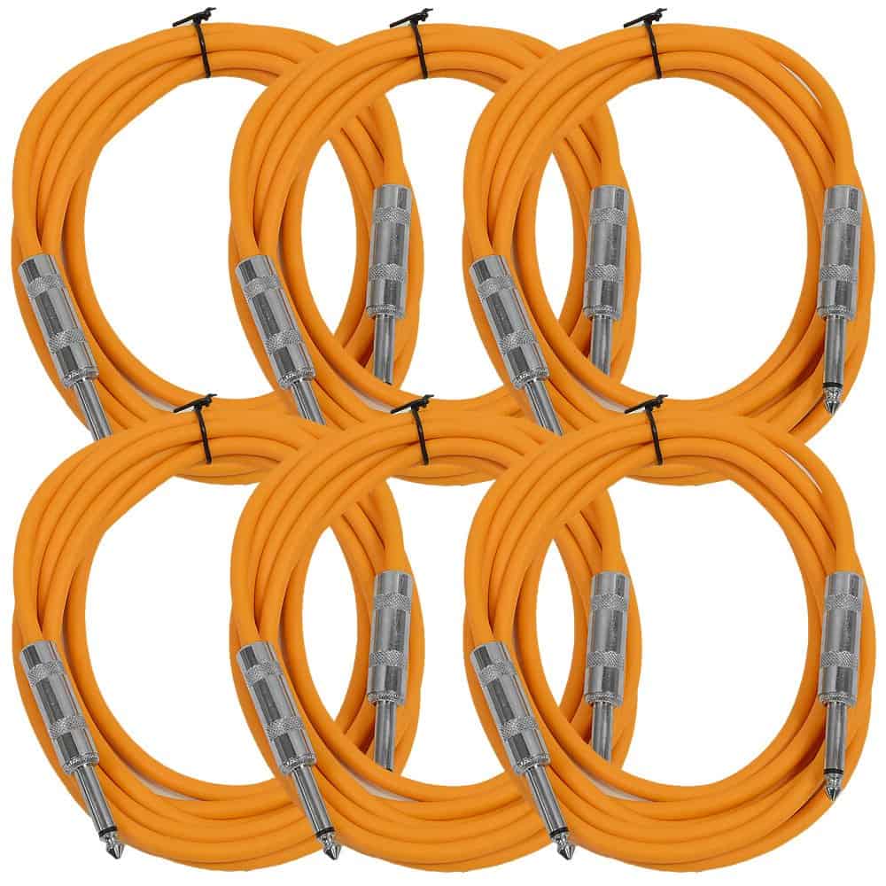 Seismic Audio SASTSX-10Orange-6PK Cable de Guitarra,