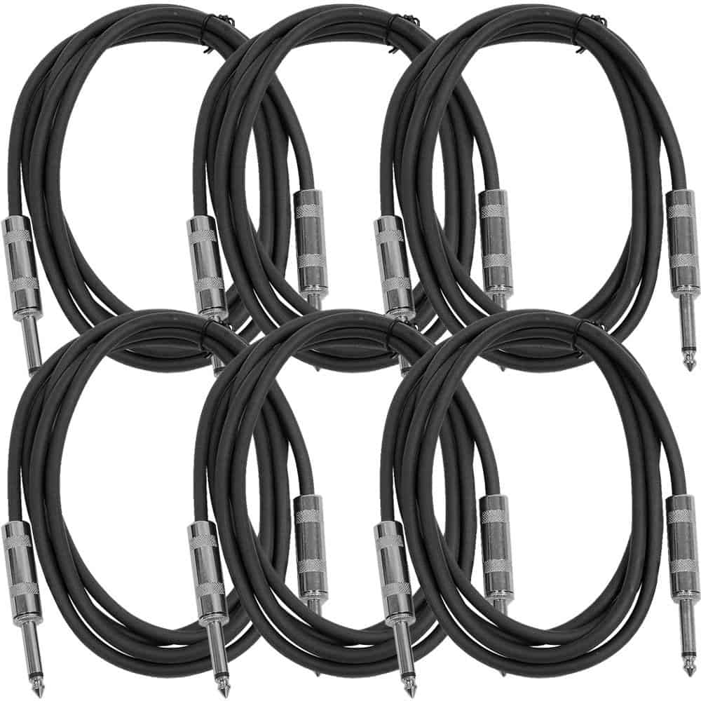 Seismic Audio SASTSX-6Black-6PK 6 Pies Cable de Guitarra,