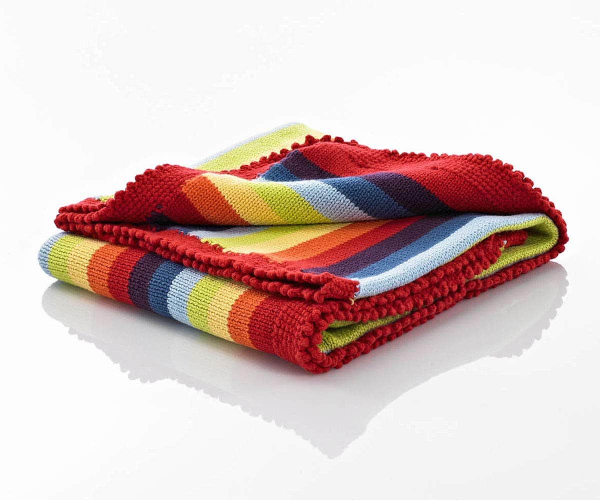 Manta de bebé hecha a mano - Rayas arco iris - Algodón - - Imagen 3