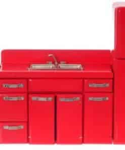 Conjunto de Electrodomésticos de Cocina Miniatura Rojos de