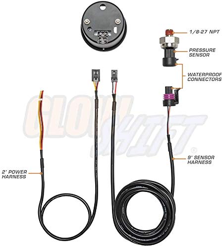 Kit de Manómetro de Presión de Combustible GlowShift Blanco - Imagen 3