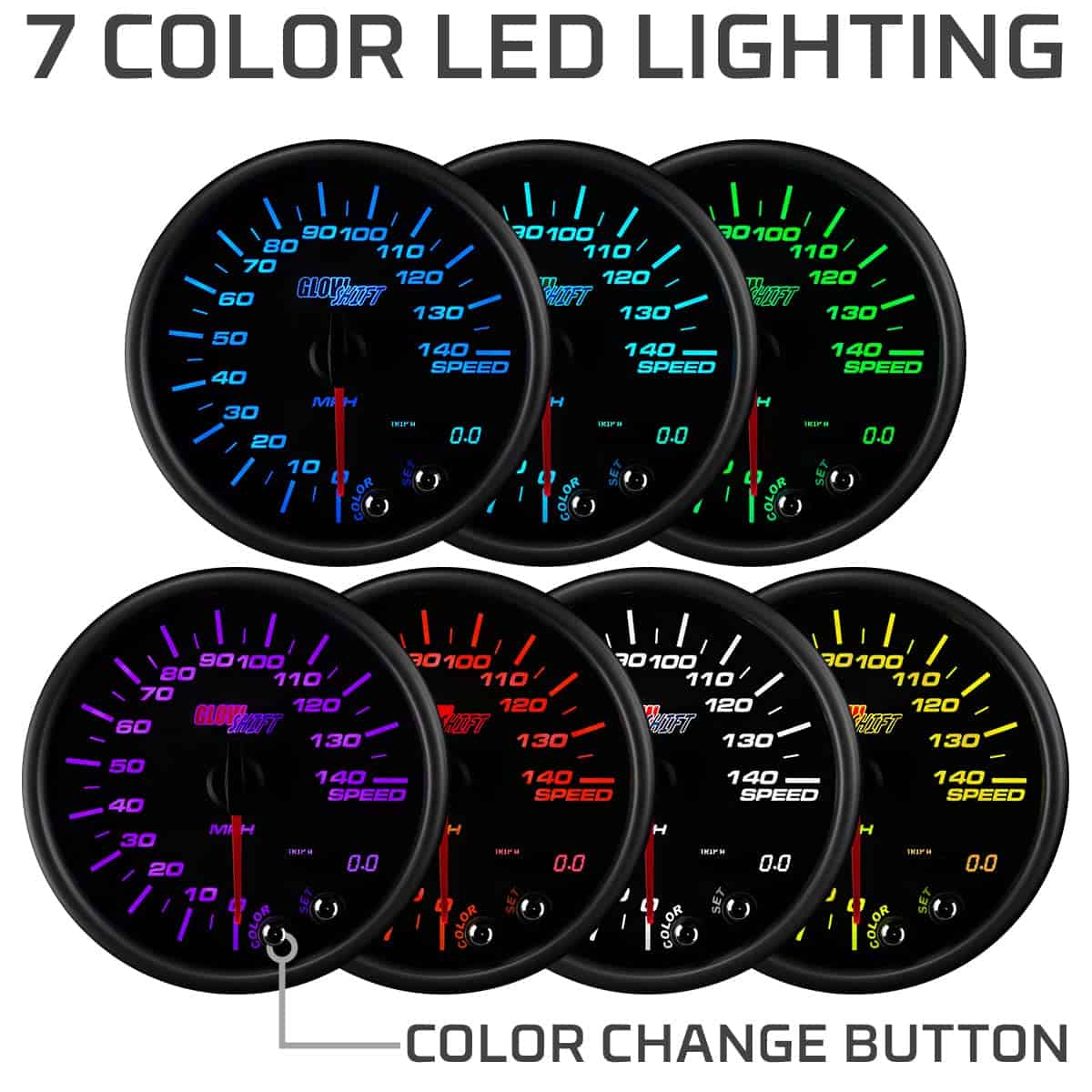 Velocímetro GlowShift Tintado de 7 Colores 140 MPH - Se - Imagen 4