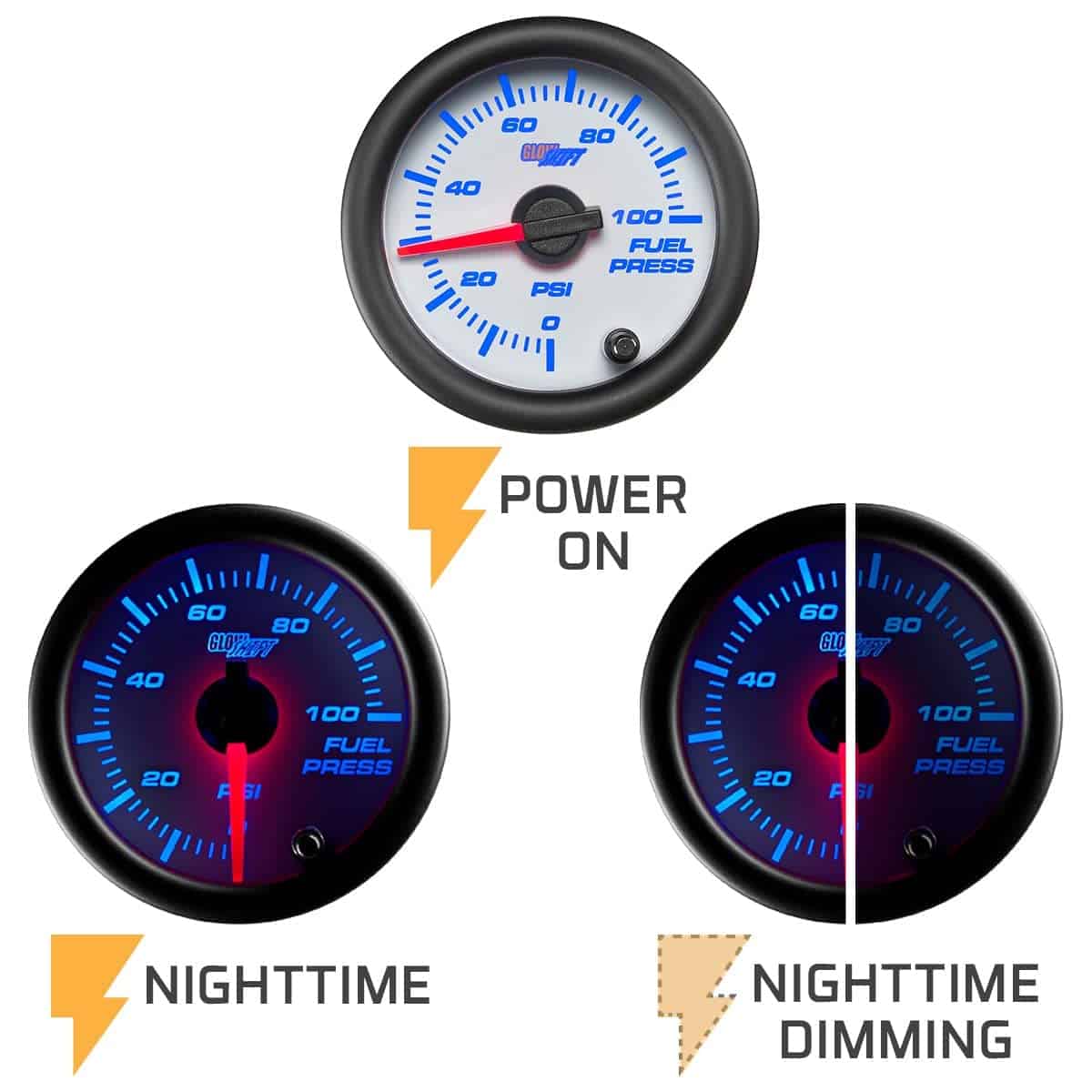 Kit de Manómetro de Presión de Combustible GlowShift Blanco - Imagen 6