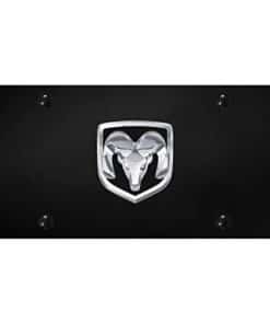 Placa de auto con logo 3D de Dodge RAM en metal negro de