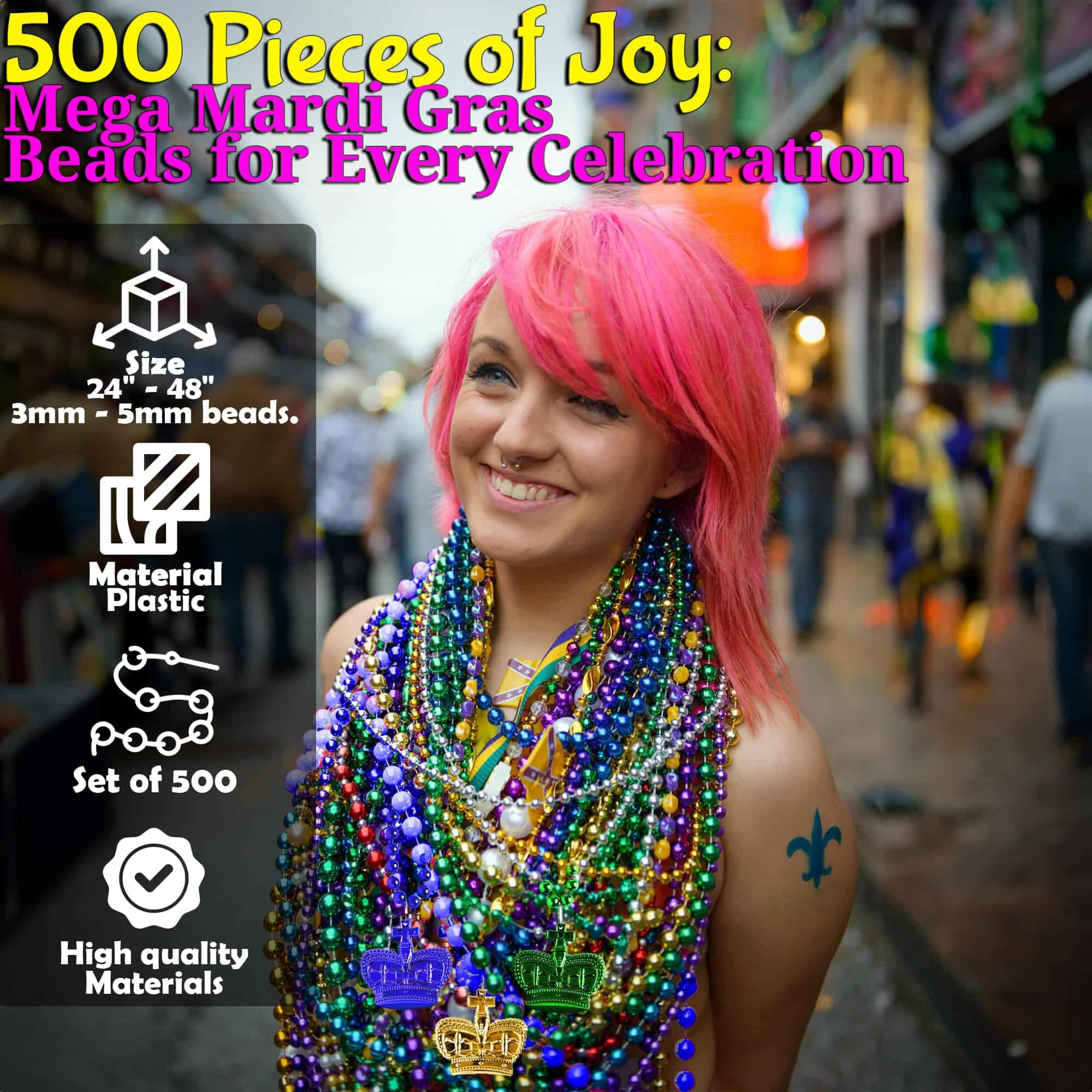 Conjunto de 500 Collares de Mardi Gras de Fun Express - Imagen 3