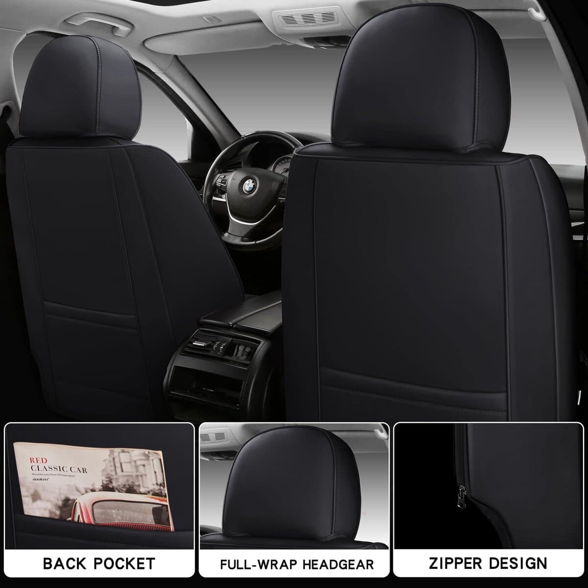 Fundas de asiento de coche de lujo NUNIVAK de piel - Imagen 3