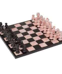 Ajedrez 'Gloriosa Batalla' de Mármol Rosa y Negro Tallado a