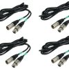 (4) Cables de Efectos de Iluminación DMX de 25 Pies Macho a
