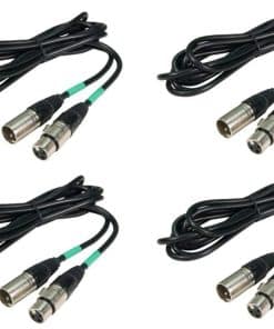 (4) Cables de Efectos de Iluminación DMX de 25 Pies Macho a