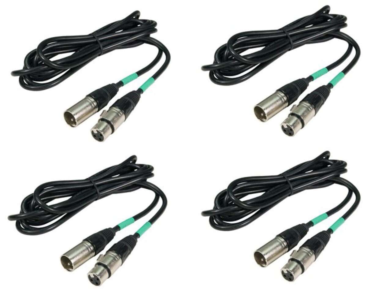 (4) Cables de Efectos de Iluminación DMX de 25 Pies Macho a