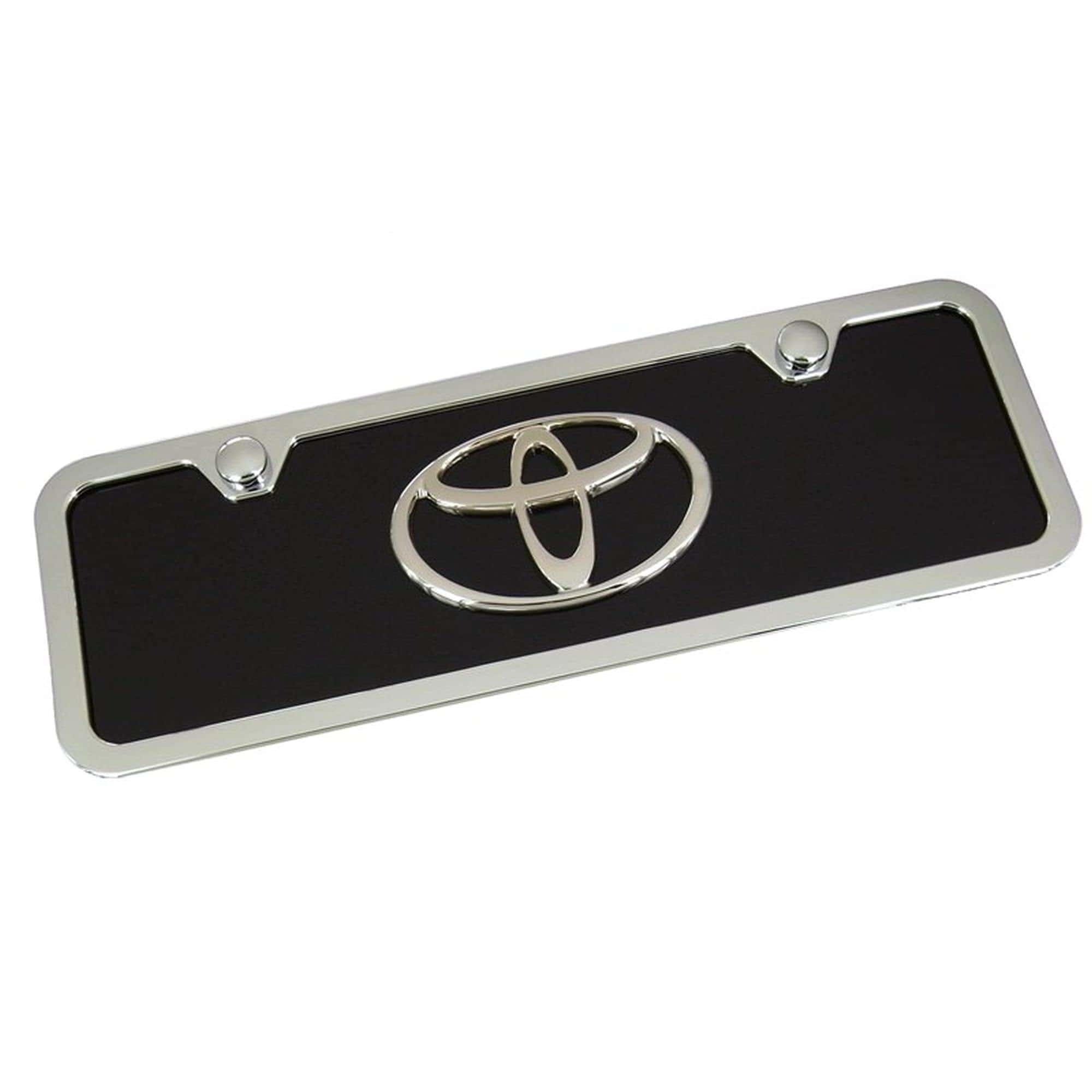 Placa de Licencia Negra con Logo de Toyota en Cromo + Marco