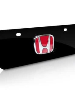 Placa de matrícula de metal negro con medio logotipo 3D