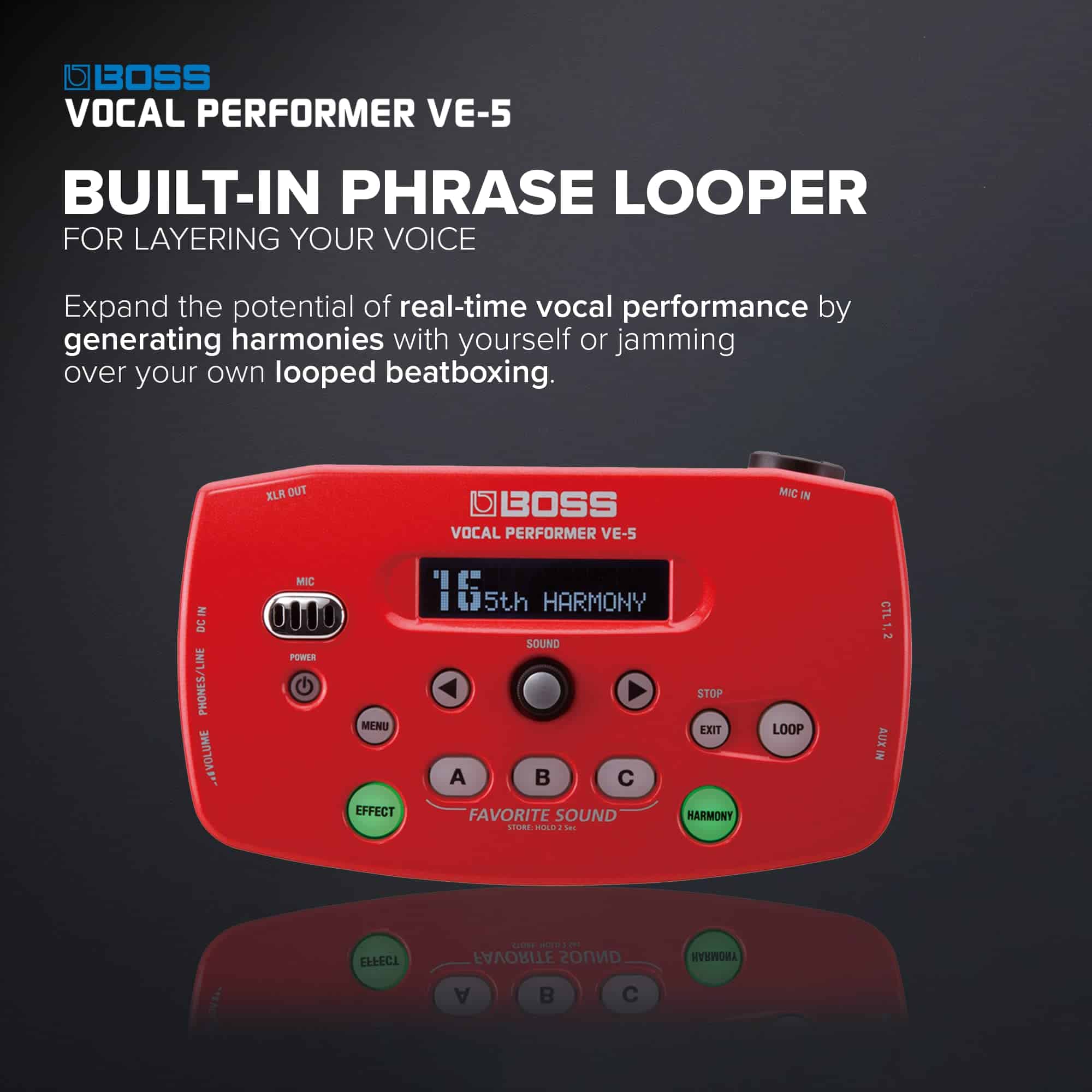 Procesador de Efectos Boss VE-5 Vocal Performer (Rojo) - Imagen 3