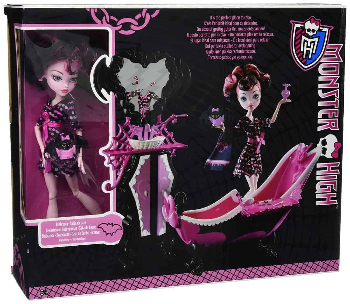 Juego de baño Monster High Draculaura con muñeca exclusiva