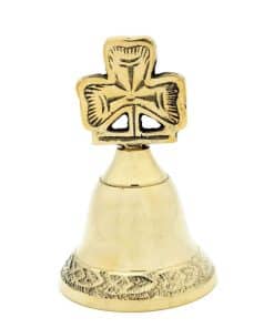 Campana de latón con mango de trébol de Irlanda