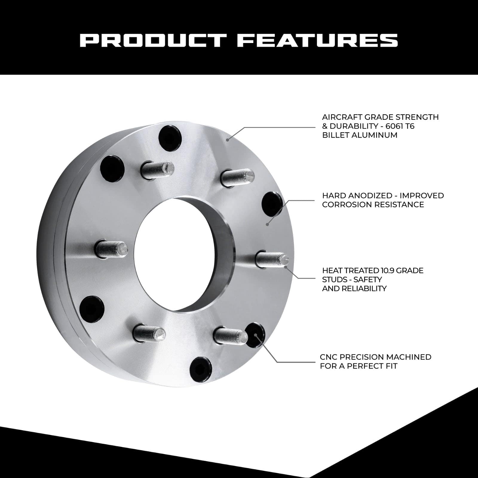 Adaptador de rueda EZAccessory 5x4.5 a 6x135 se ajusta a 5 - Imagen 4