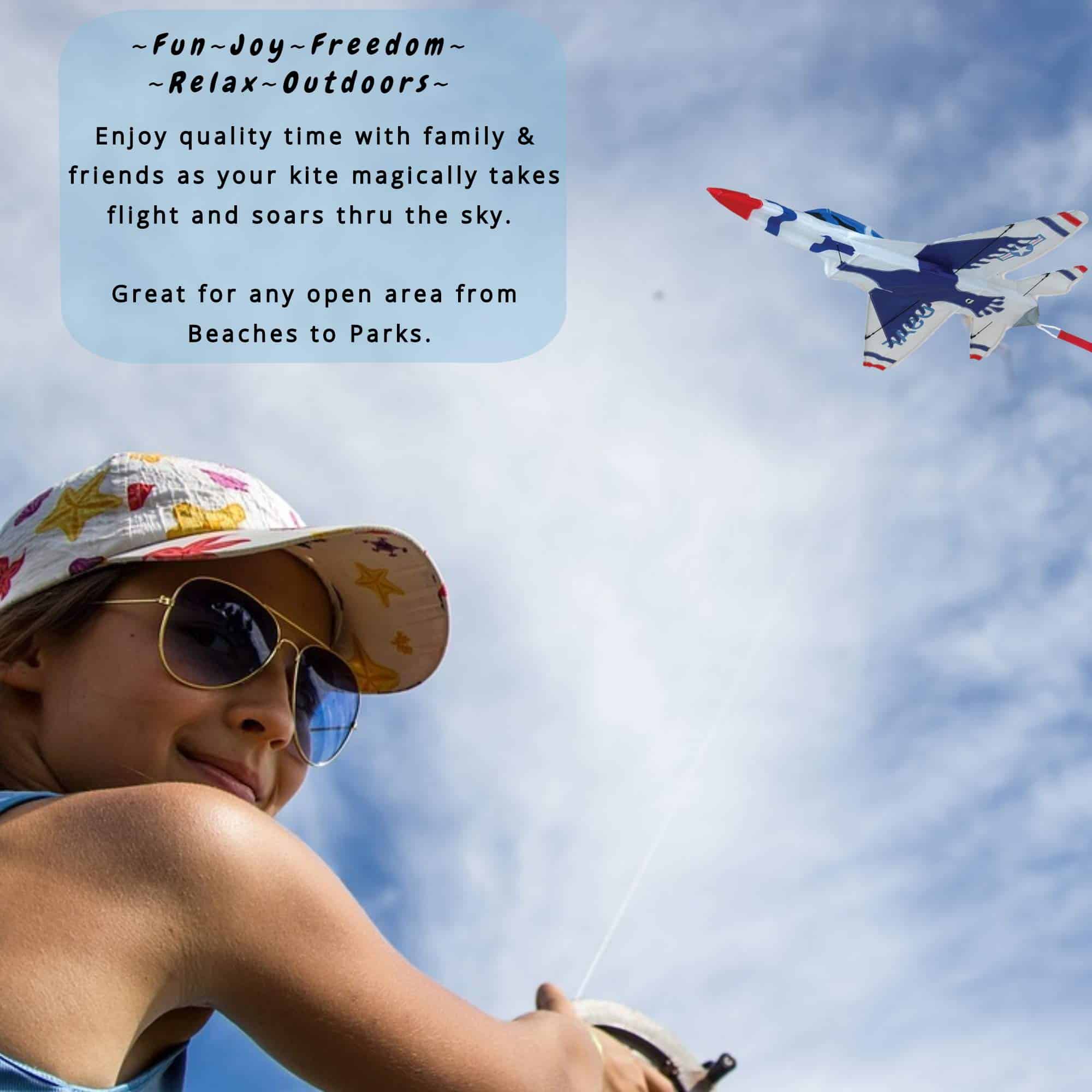 Cometa 3D Jet F16 con diseño Thunderbird de Premier Kites | - Imagen 3