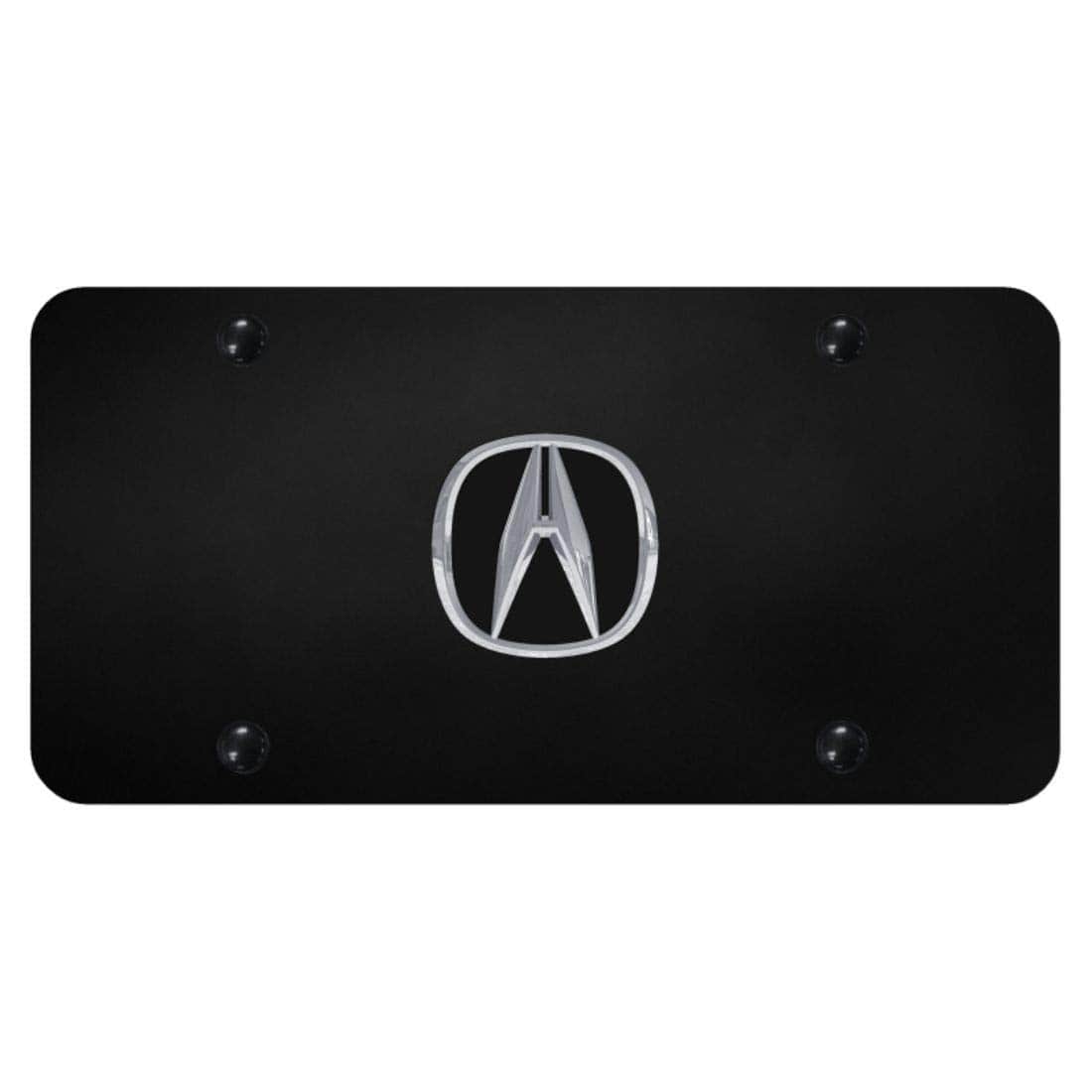 Placa de Matrícula Negra Oficial con Logo de Acura Cromado