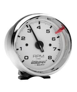 AUTO METER 2304 Autogage Tacómetro de cara blanca, 3.750 in.