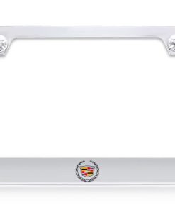 Portaplacas de metal cromado con logo de Cadillac grabado