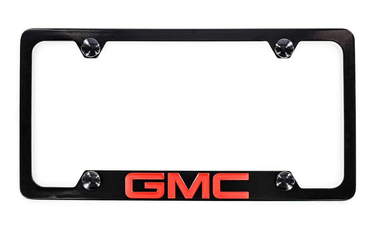 Portaplacas de metal recubierto de negro con logotipo rojo - Imagen 4