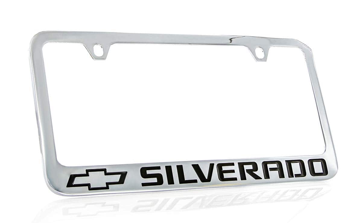 Porta Placas Chevrolet Silverado de Metal Cromado Porta