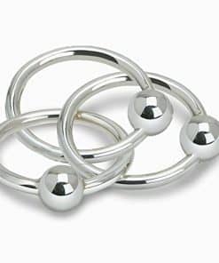 Sonajero Teether de Plata de Ley 925 con Tres Anillos -