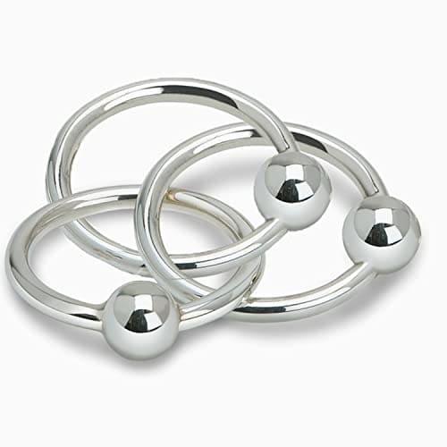 Sonajero Teether de Plata de Ley 925 con Tres Anillos -